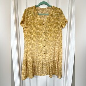 NWOT Yellow Floral Button Down Shift Dress from Amazon Size L